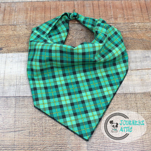 Green Plaid Dog Bandana