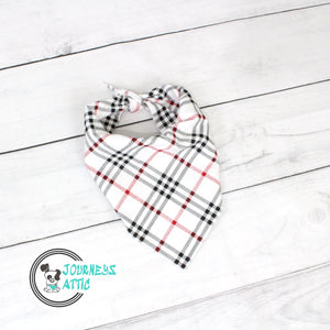 Red and Navy Plaid Dog Bandana