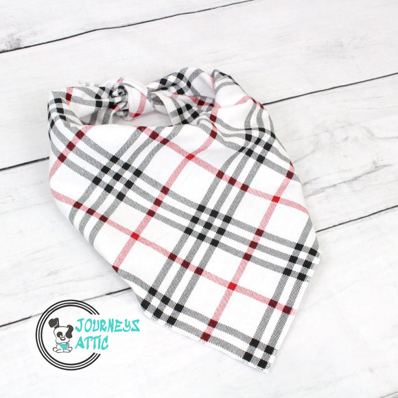 Red and Navy Plaid Dog Bandana