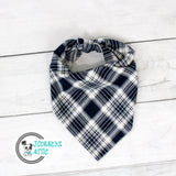 Navy Plaid Christmas Dog Bandana