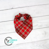 Red Christmas Plaid Dog Bandana