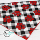 Checkered Paw Prints Dog Bandana