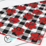 Checkered Paw Prints Dog Bandana