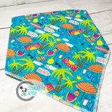 Surfer Palm Trees Beach Dog Bandana