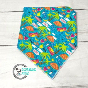 Surfer Palm Trees Beach Dog Bandana