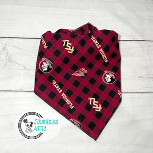 Plaid FSU Florida State Seminoles Dog Bandana